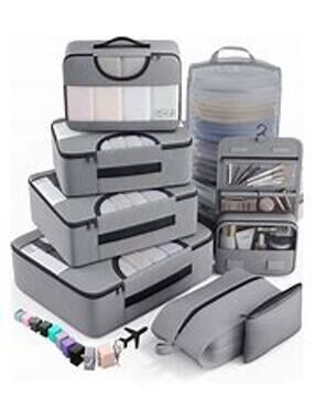 Veken 8 Set Packing Cubes for Travel 8 (For Carry-On/Medium), Dove Gray
